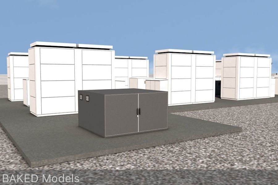 20 MegaWatt NAS Battery Park Ready to Render Low-poly 3D model_6