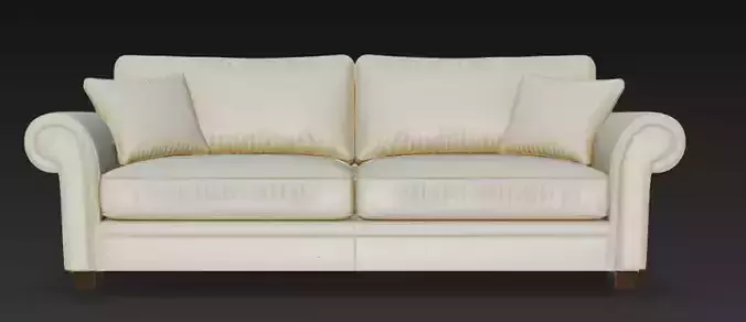 Elegant Cream Leather Sofa 3D Model