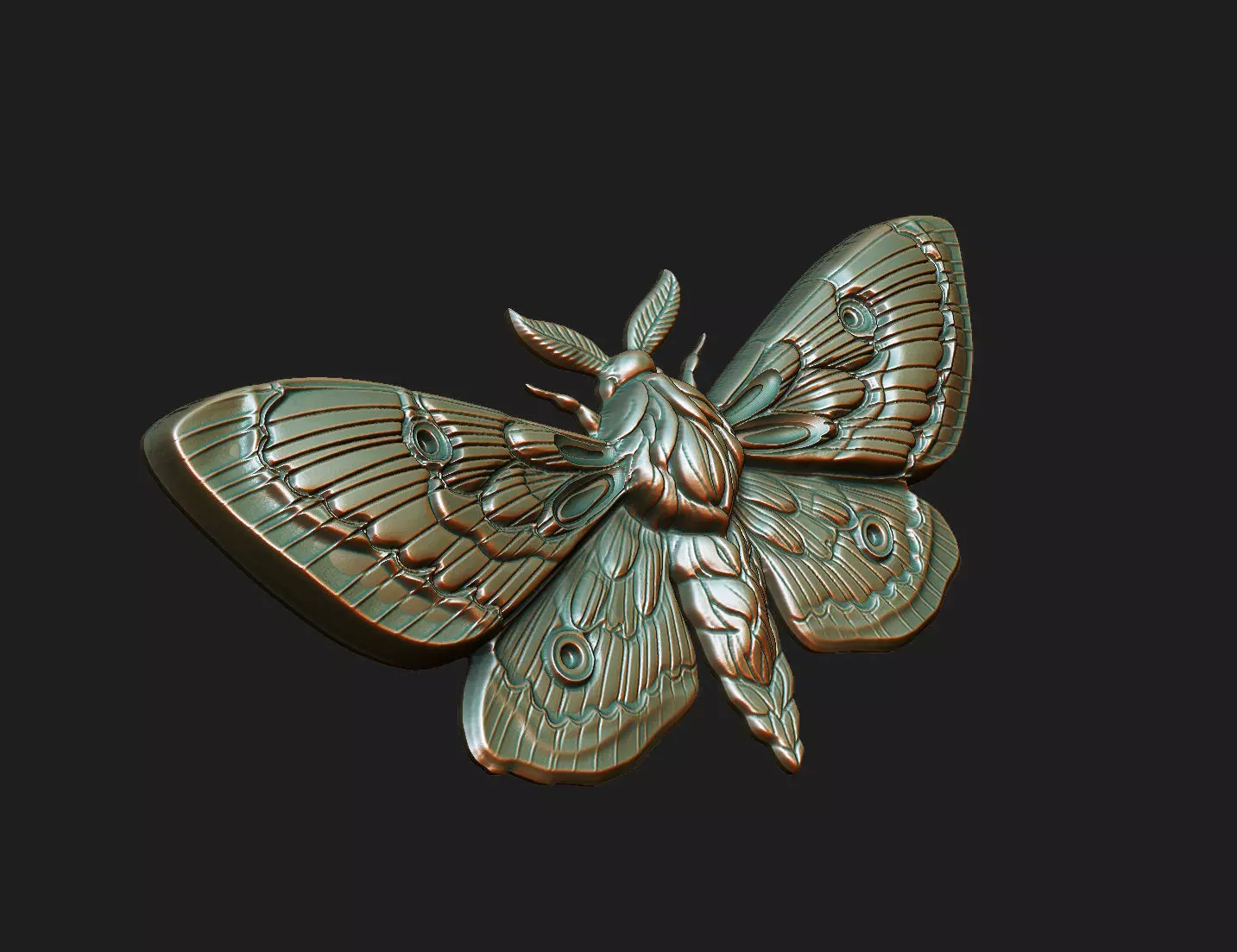 Moth cnc artcam decor vcarve wall panel home wood laser luxury 3D print model_5