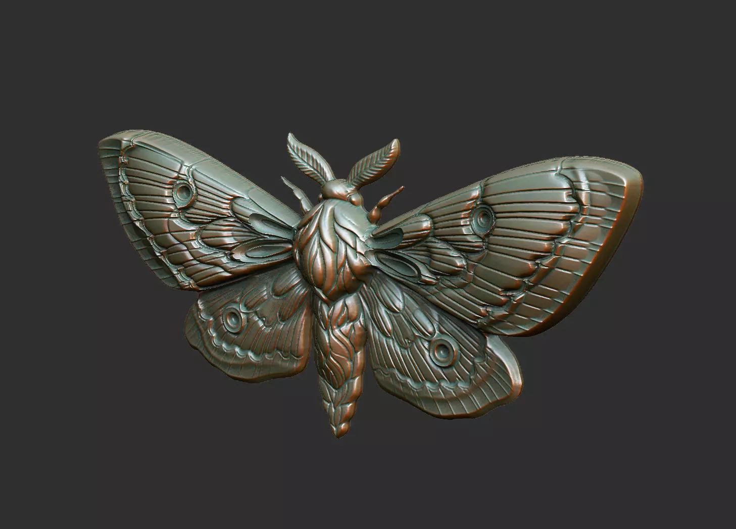 Moth cnc artcam decor vcarve wall panel home wood laser luxury 3D print model_6