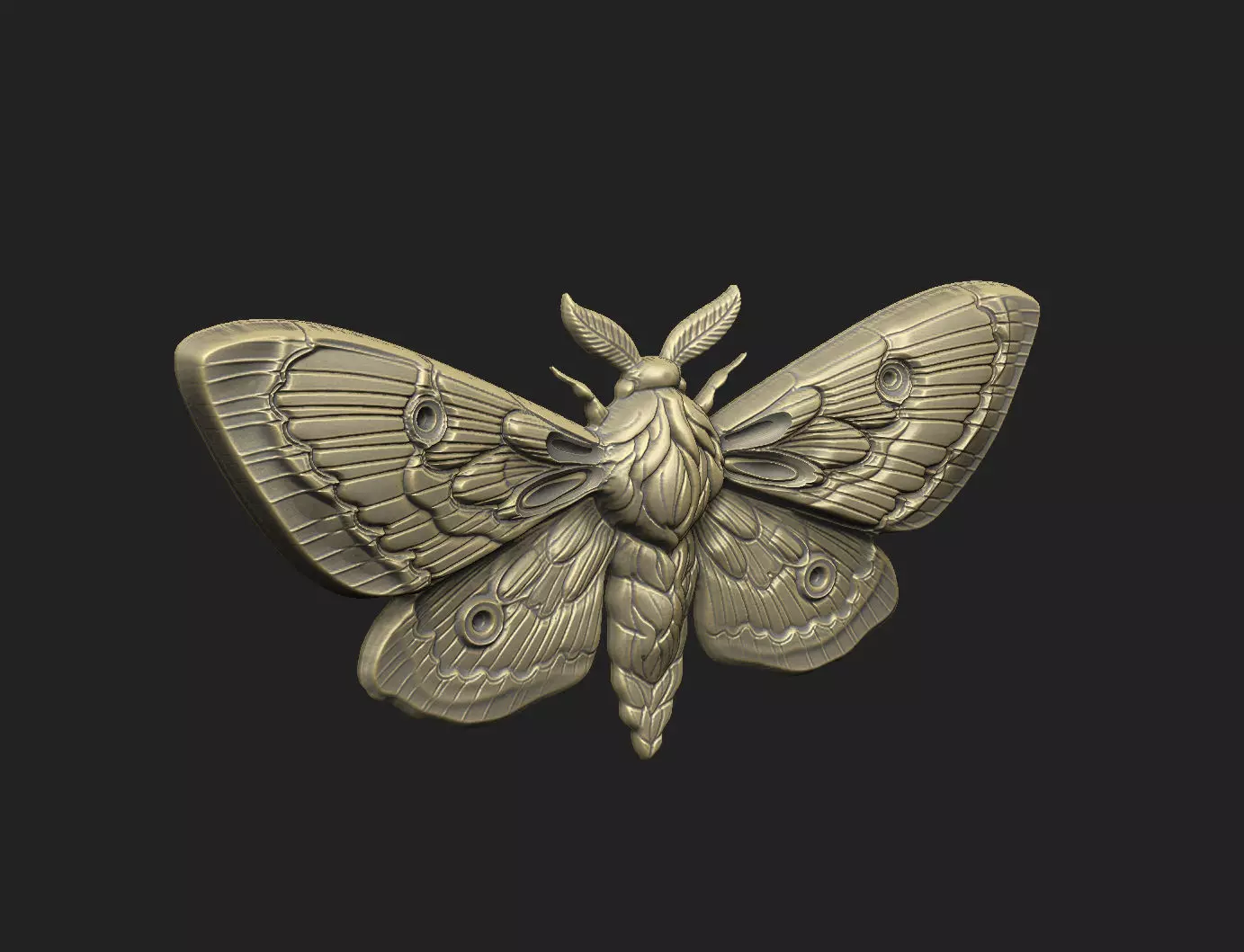 Moth cnc artcam decor vcarve wall panel home wood laser luxury 3D print model_4