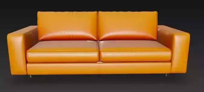 Vibrant Orange Leather Sofa 3D Model 3D model Vibrant Orange Leather Sofa 3D Model 3D model
