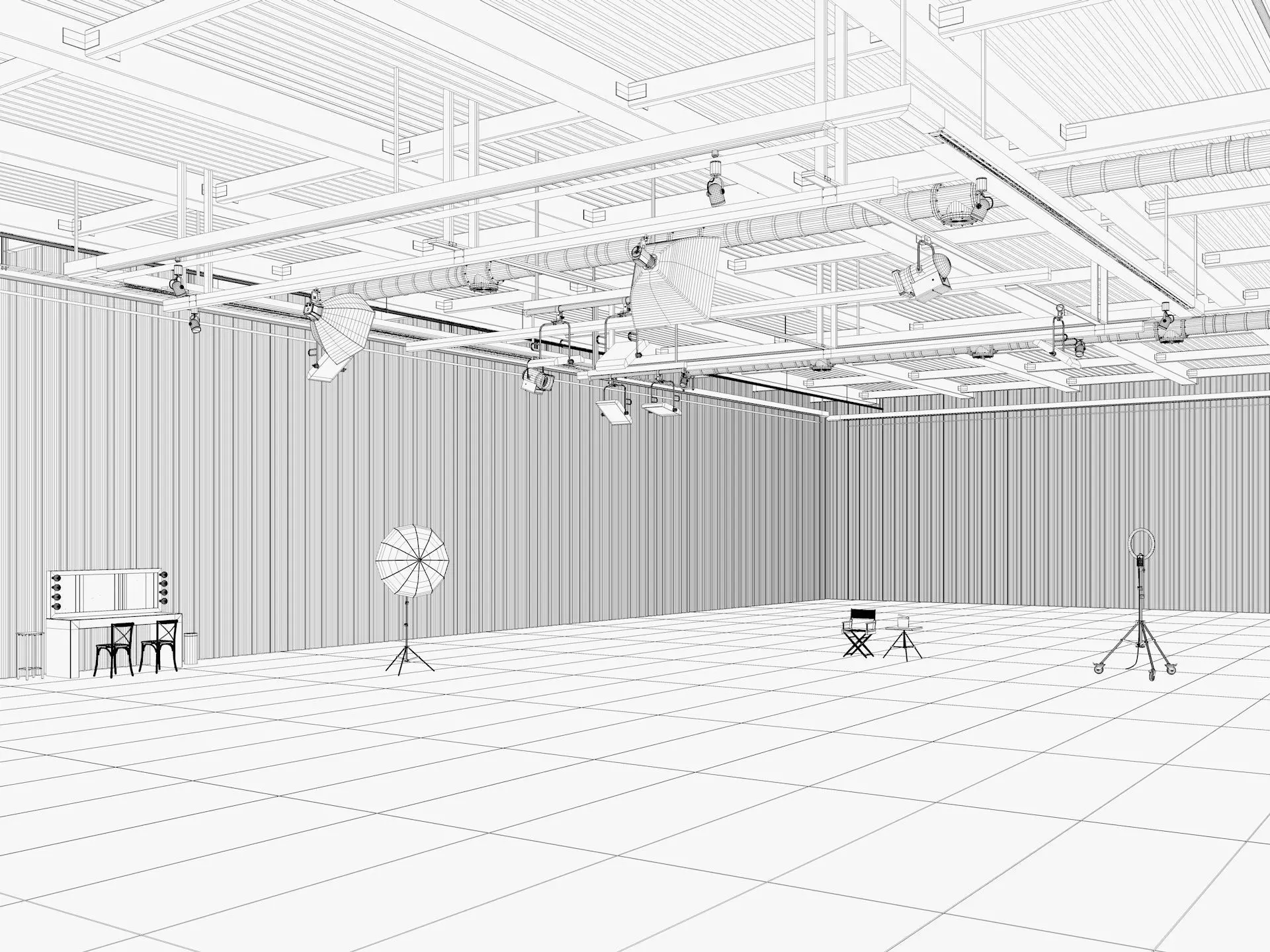 Hangar Photo Studio interior scene 3D model_10