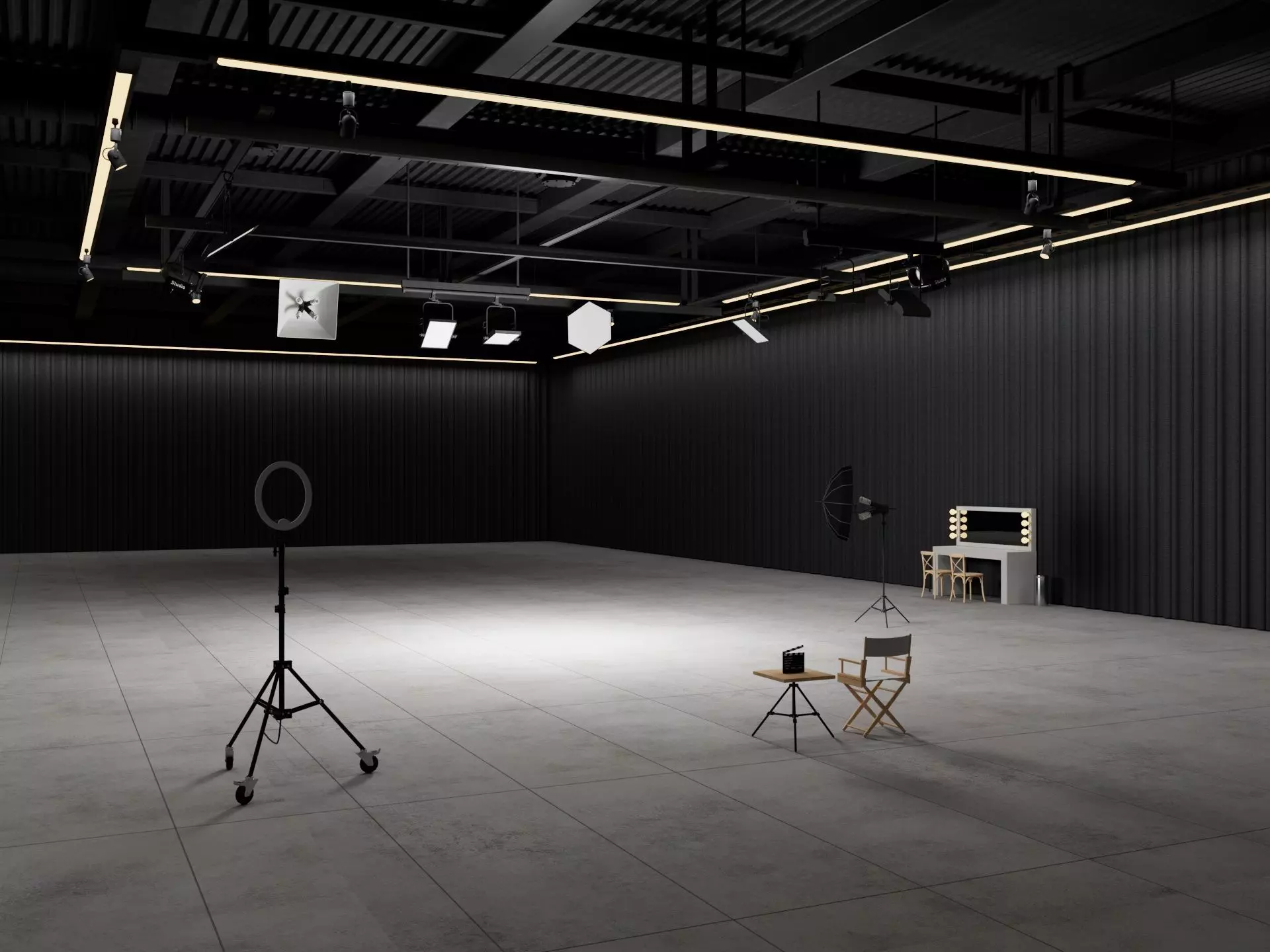 Hangar Photo Studio interior scene 3D model_1