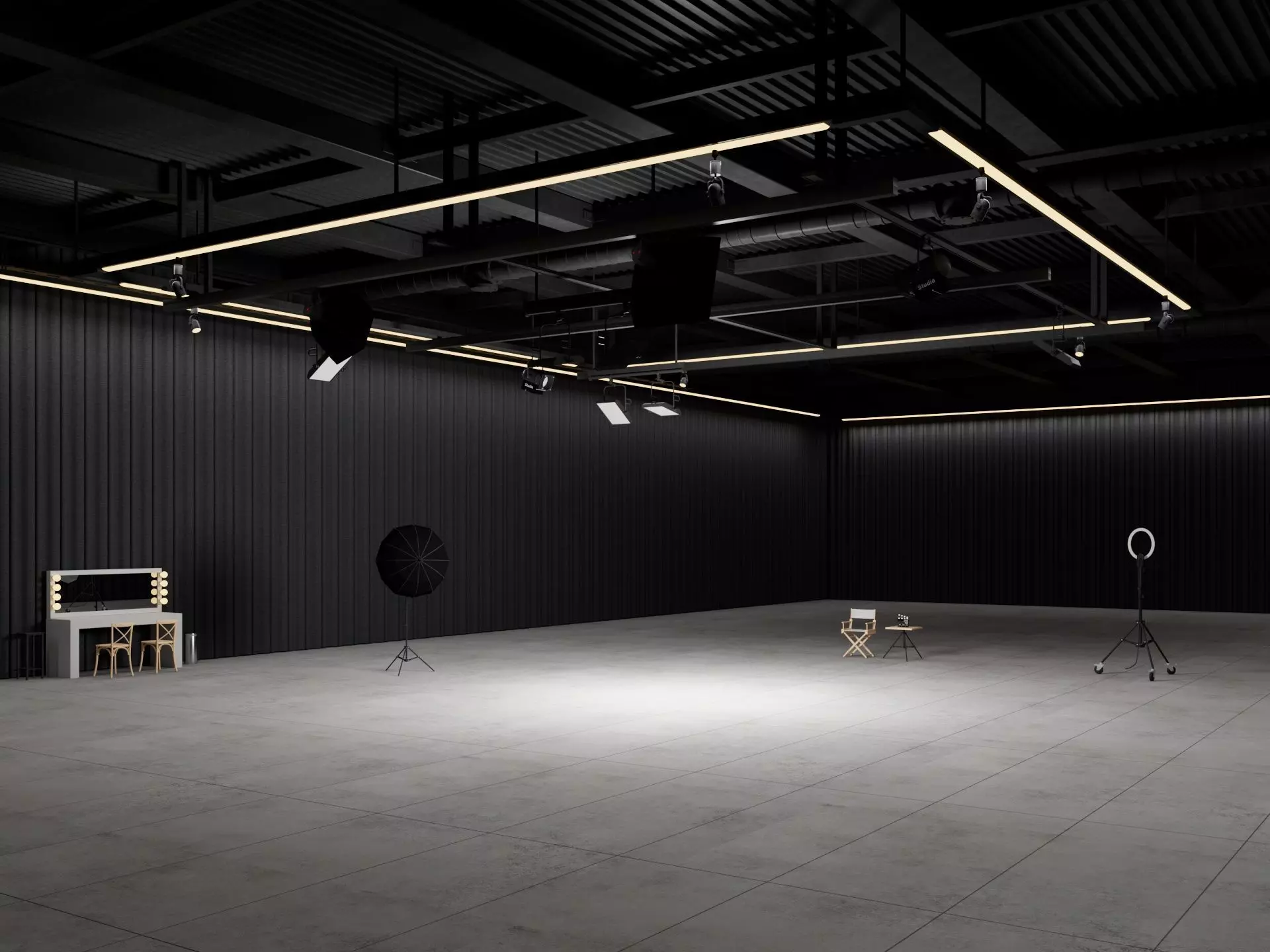 Hangar Photo Studio interior scene 3D model_2