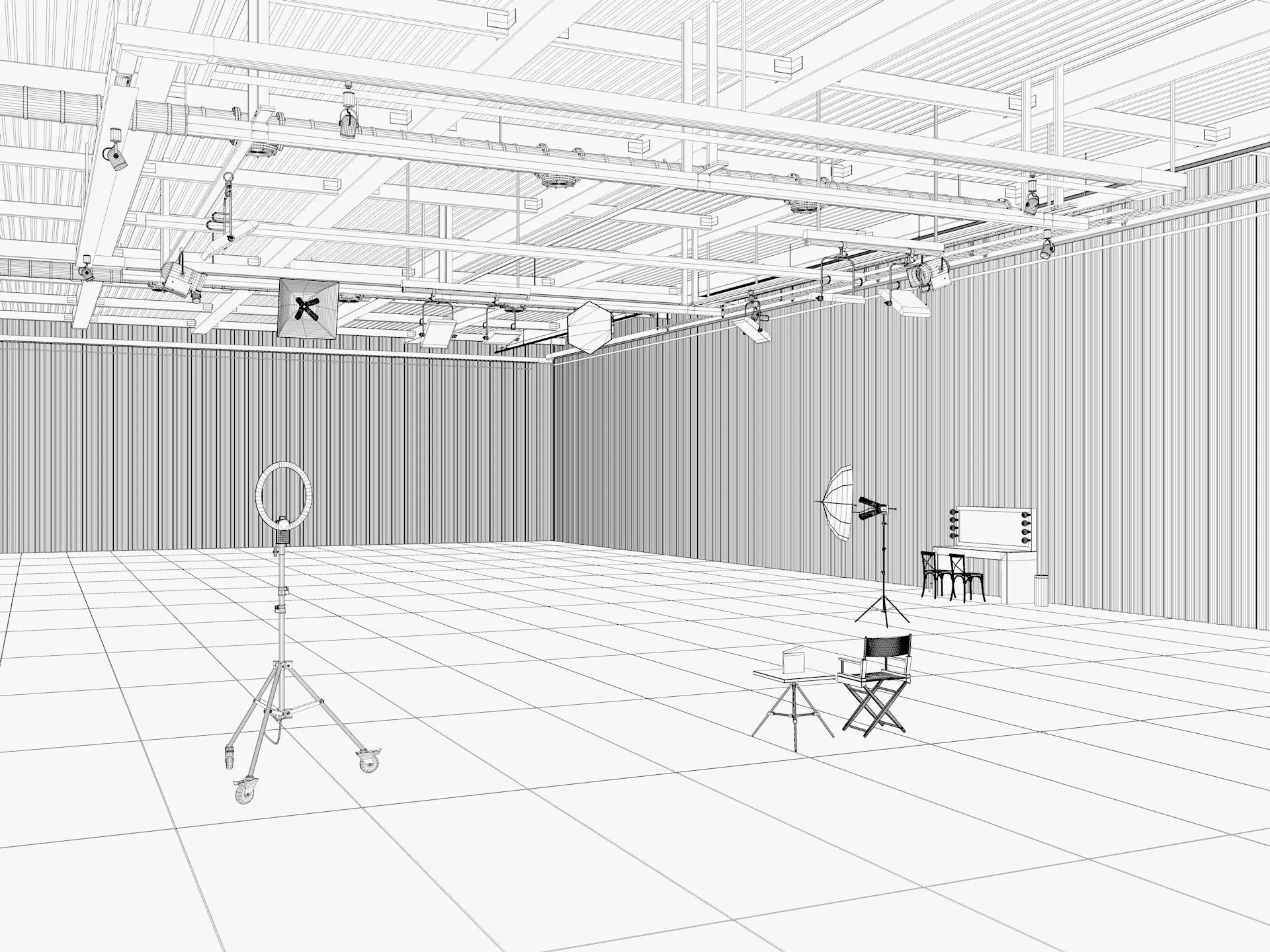 Hangar Photo Studio interior scene 3D model_9