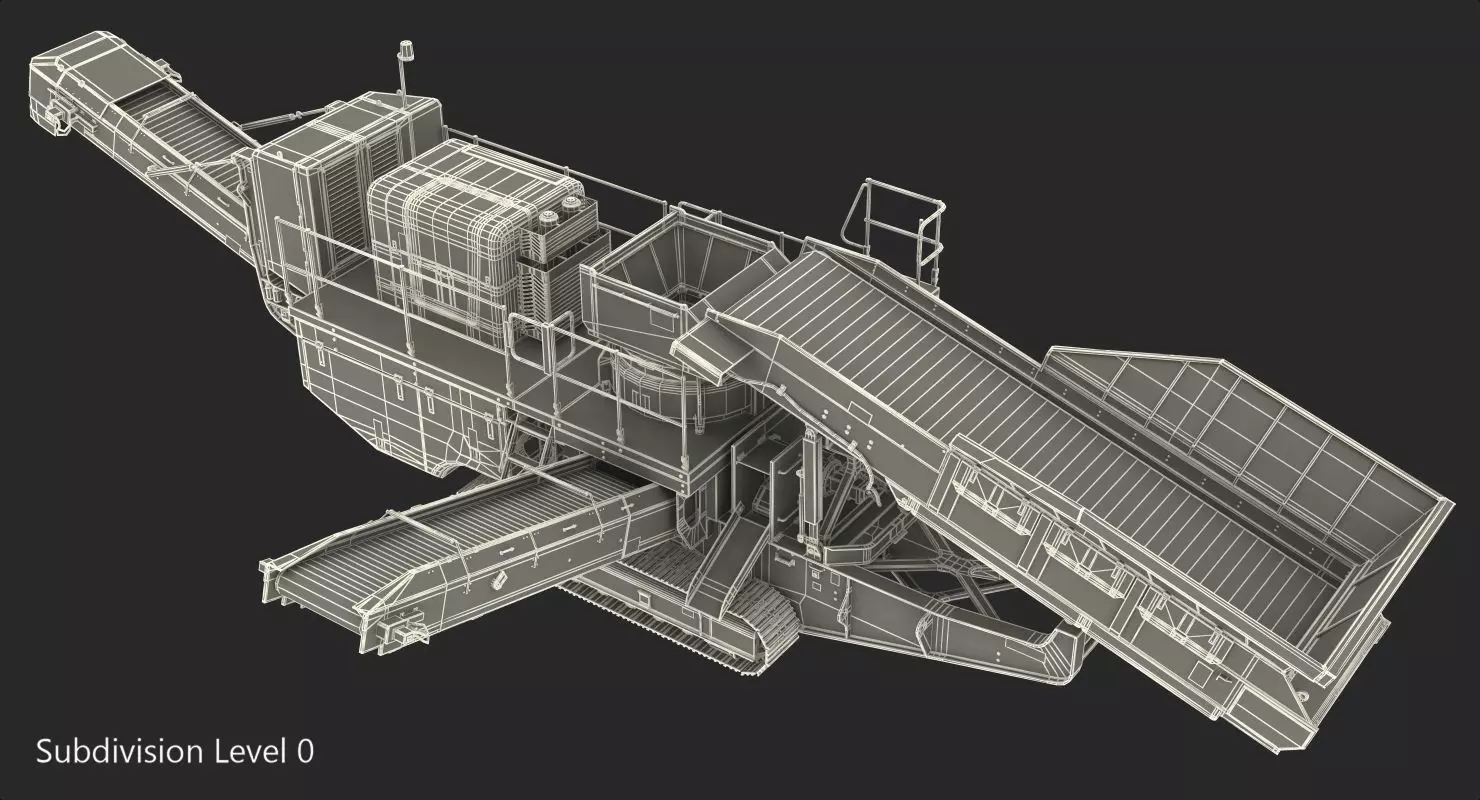 Terex Finlay C1540 Cone Crusher Dual Power Machine Rigged 3D model_17