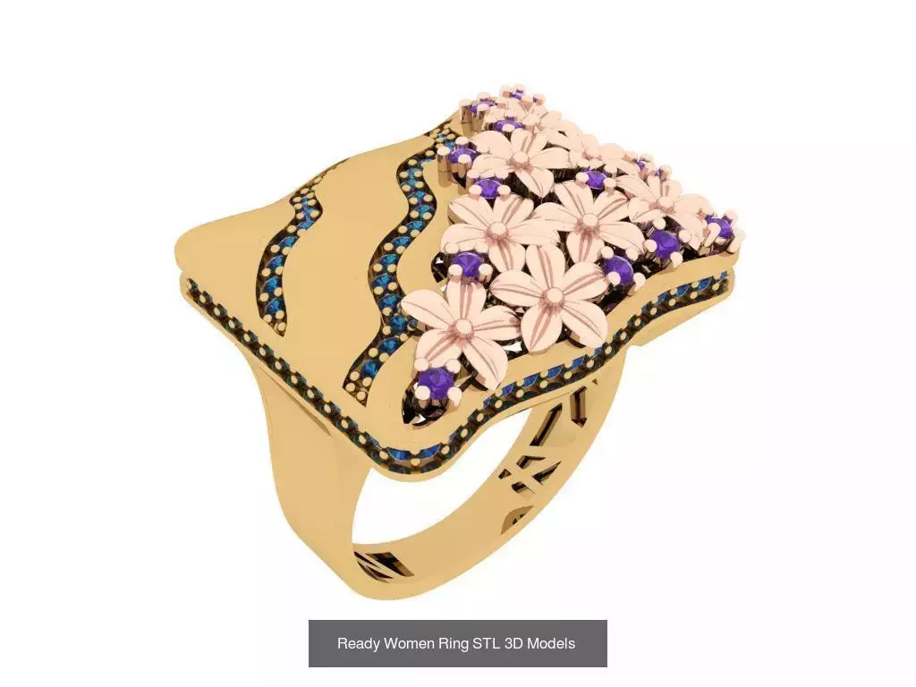 Women Gold Ring Models 100pcs 3D Model Collection_47