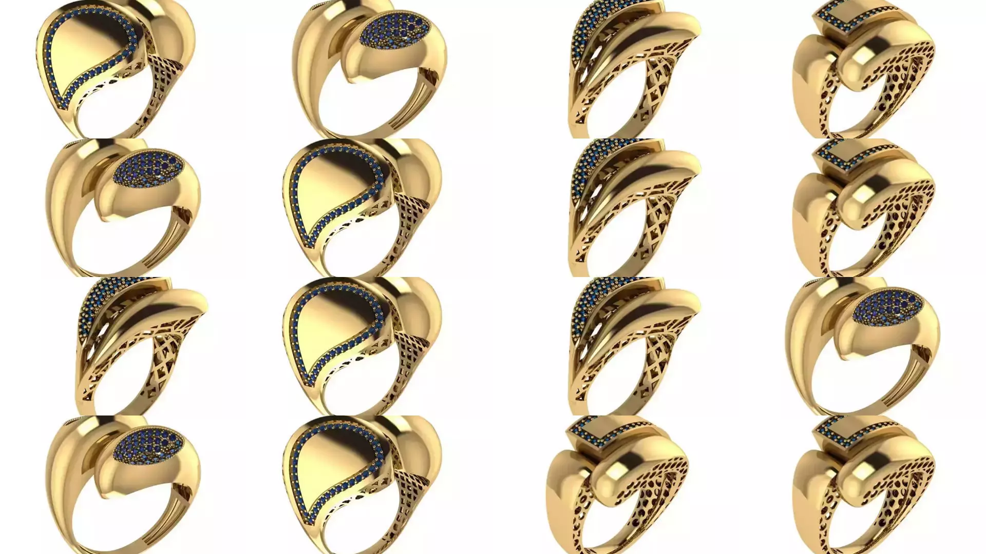 Women Gold Ring Models 100pcs 3D Model Collection_11