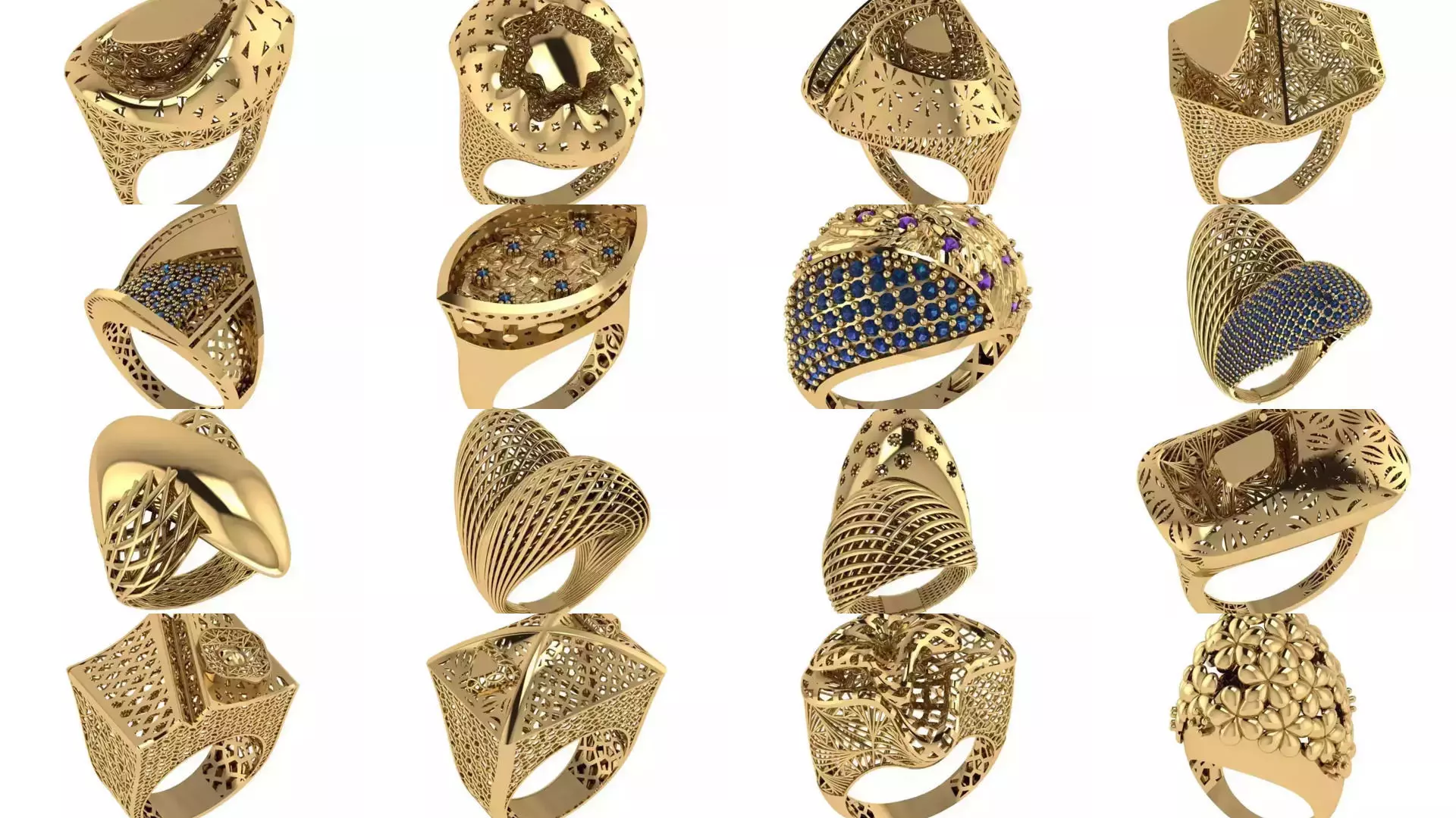 Women Gold Ring Models 100pcs 3D Model Collection_1
