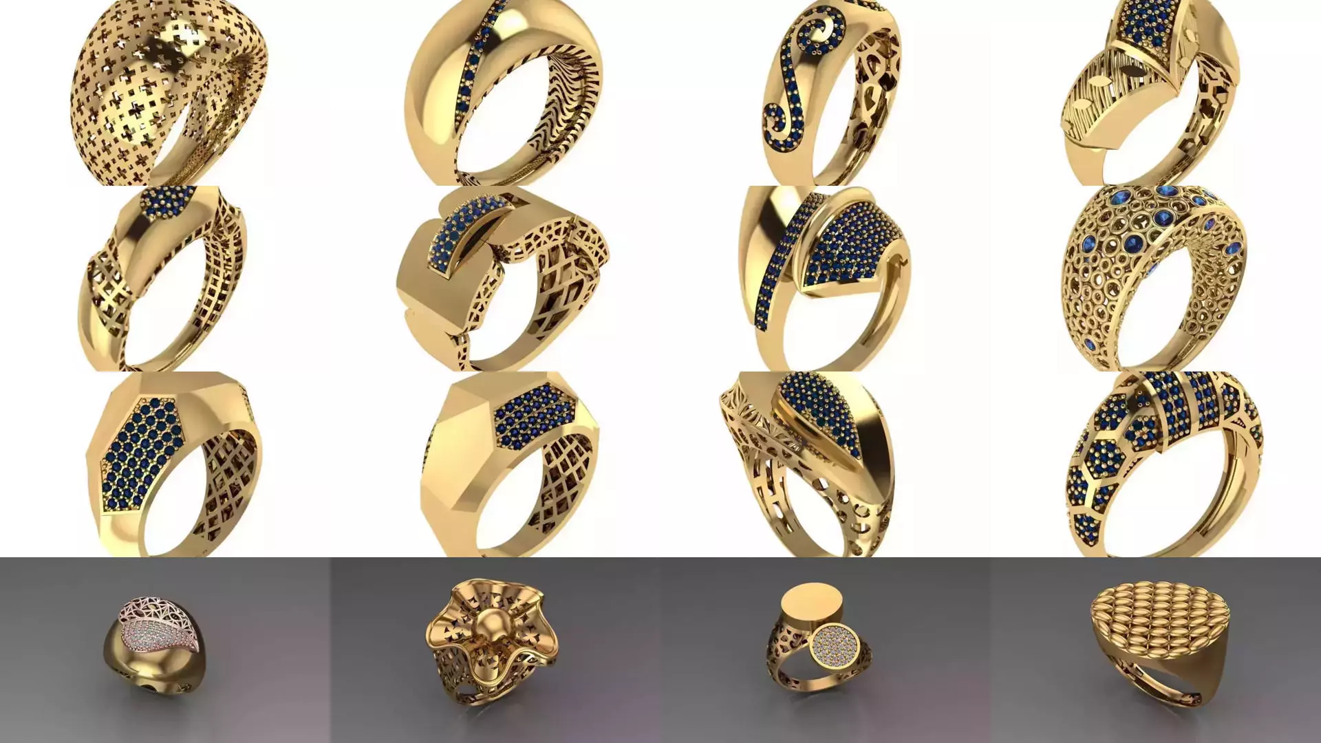 Women Gold Ring Models 100pcs 3D Model Collection_5