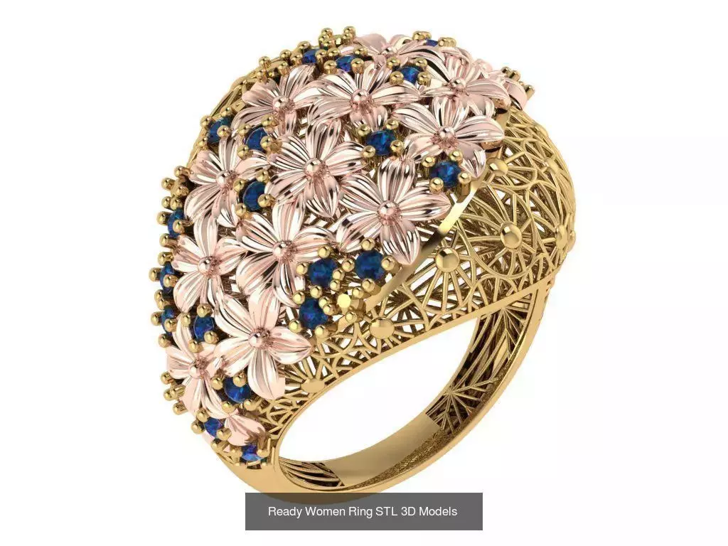 Women Gold Ring Models 100pcs 3D Model Collection_49