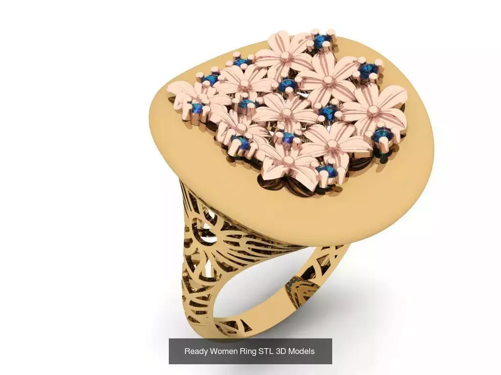 Women Gold Ring Models 100pcs 3D Model Collection_15