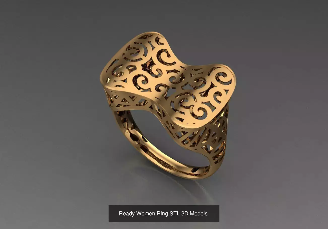Women Gold Ring Models 100pcs 3D Model Collection_79