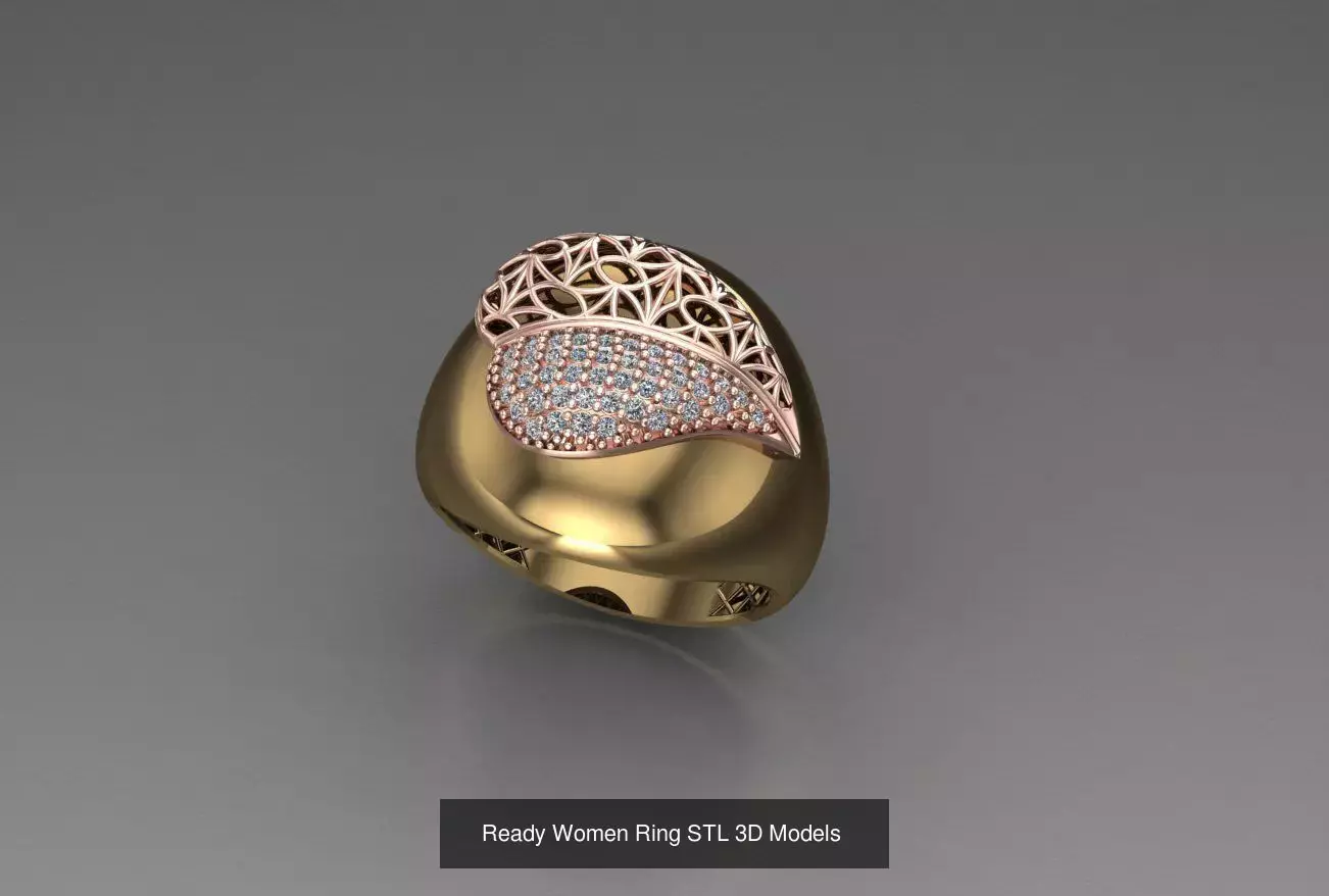 Women Gold Ring Models 100pcs 3D Model Collection_73