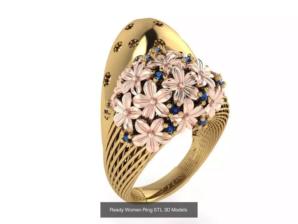 Women Gold Ring Models 100pcs 3D Model Collection_14