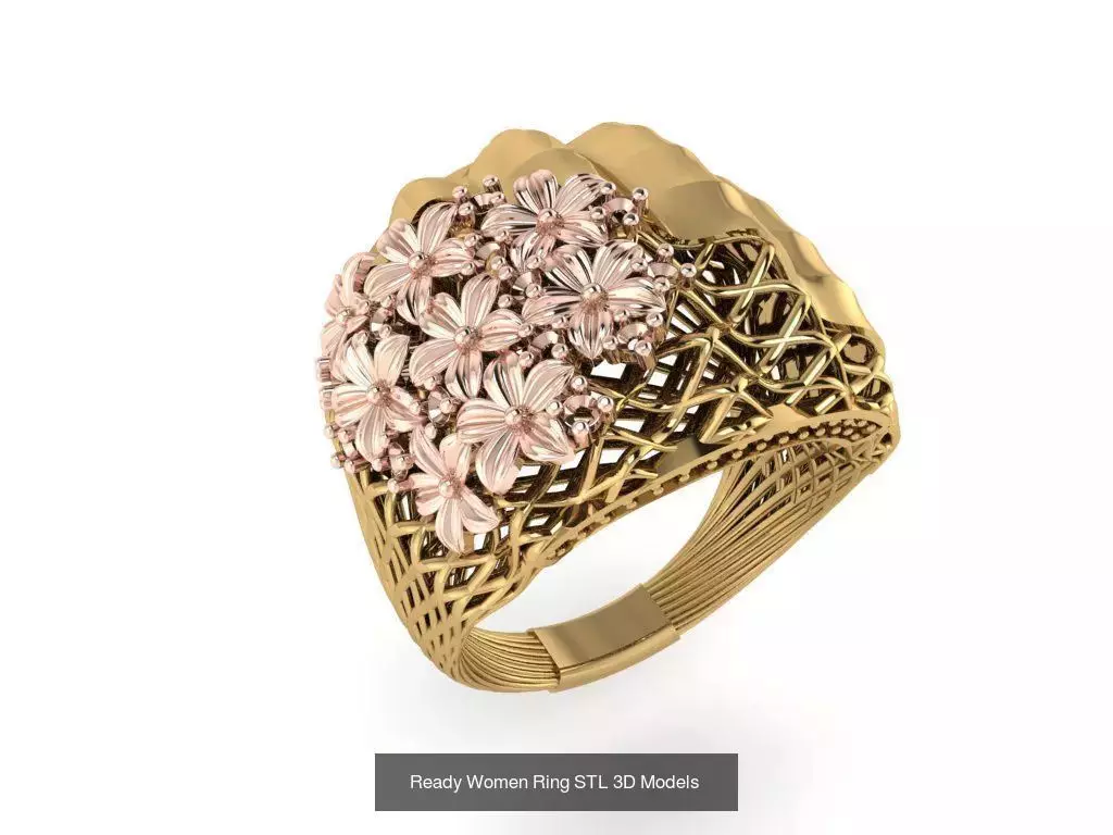 Women Gold Ring Models 100pcs 3D Model Collection_17