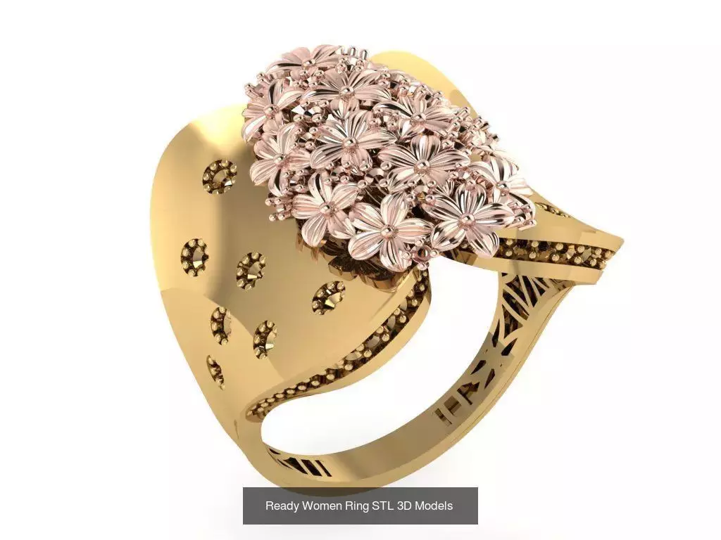 Women Gold Ring Models 100pcs 3D Model Collection_13