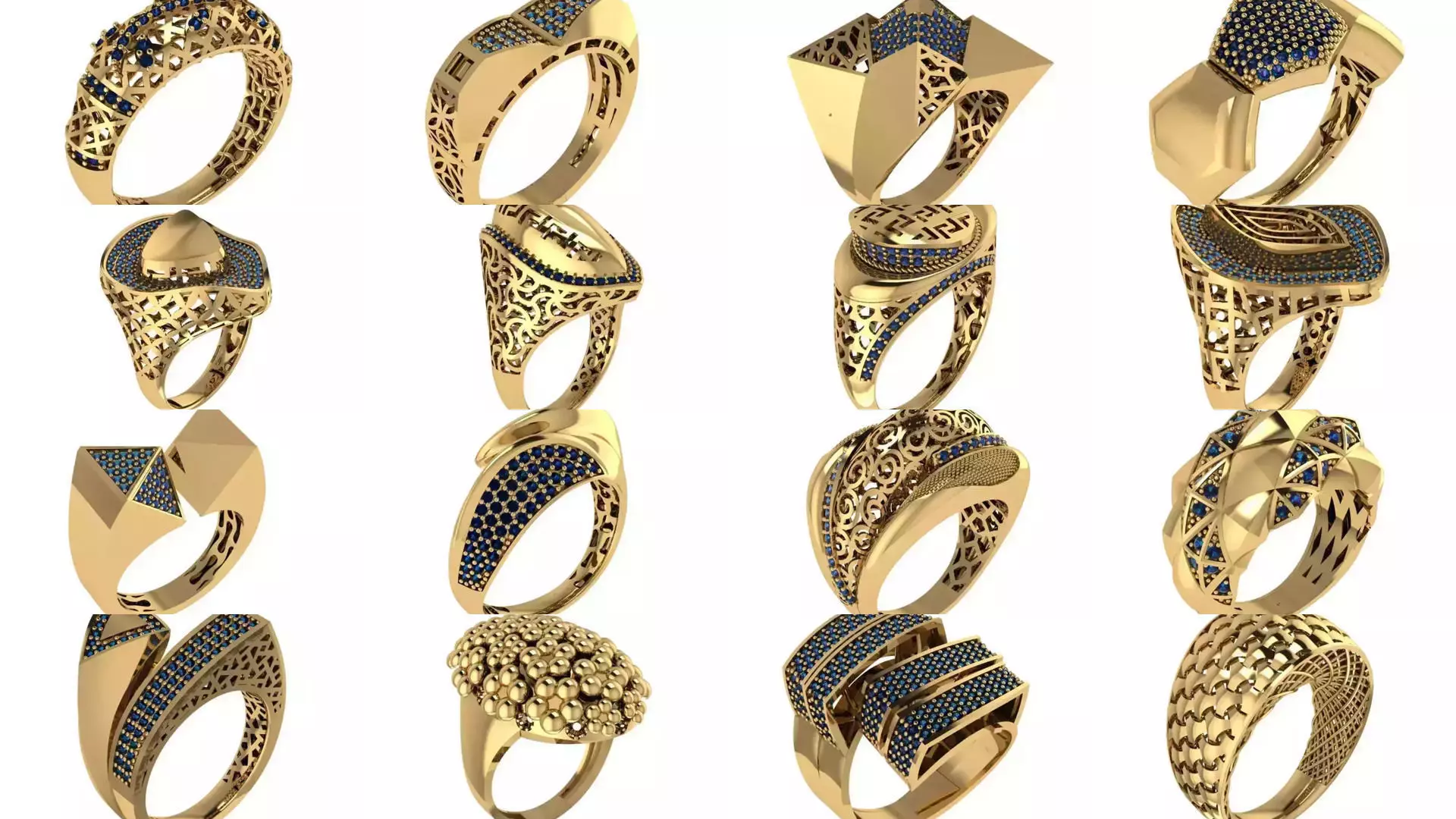 Women Gold Ring Models 100pcs 3D Model Collection_9