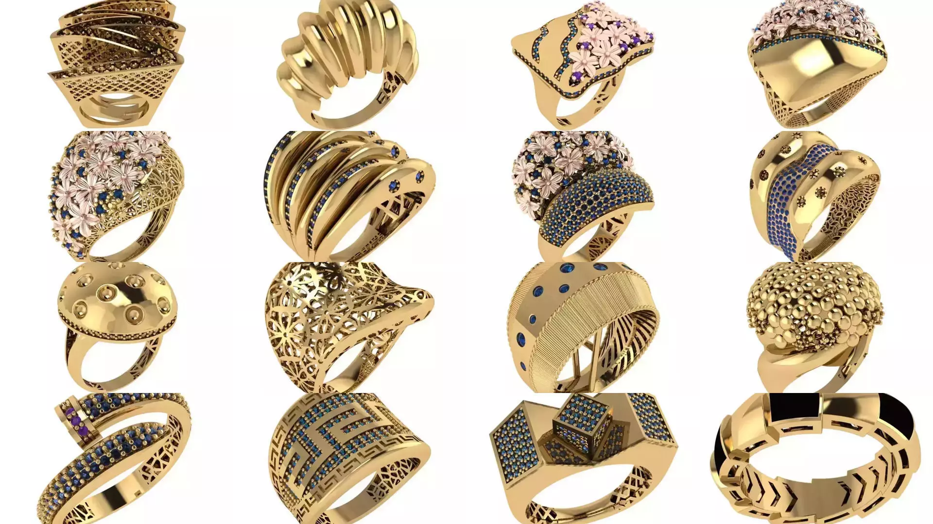 Women Gold Ring Models 100pcs 3D Model Collection_3