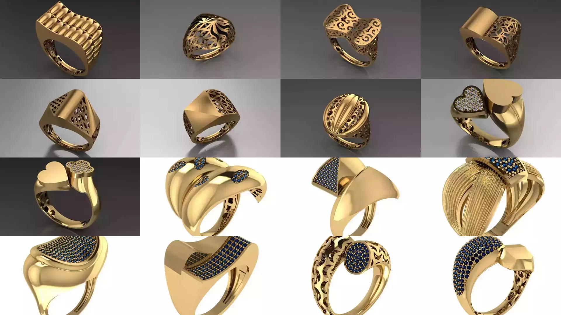 Women Gold Ring Models 100pcs 3D Model Collection_7
