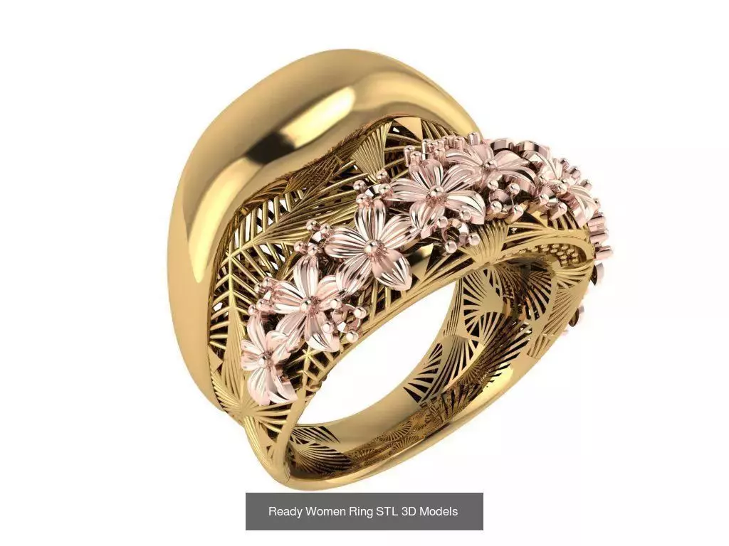 Women Gold Ring Models 100pcs 3D Model Collection_16