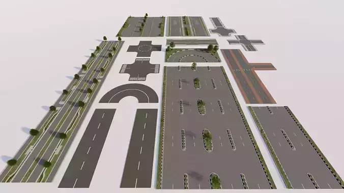 Road Pack - Extended-City Roads 3D model