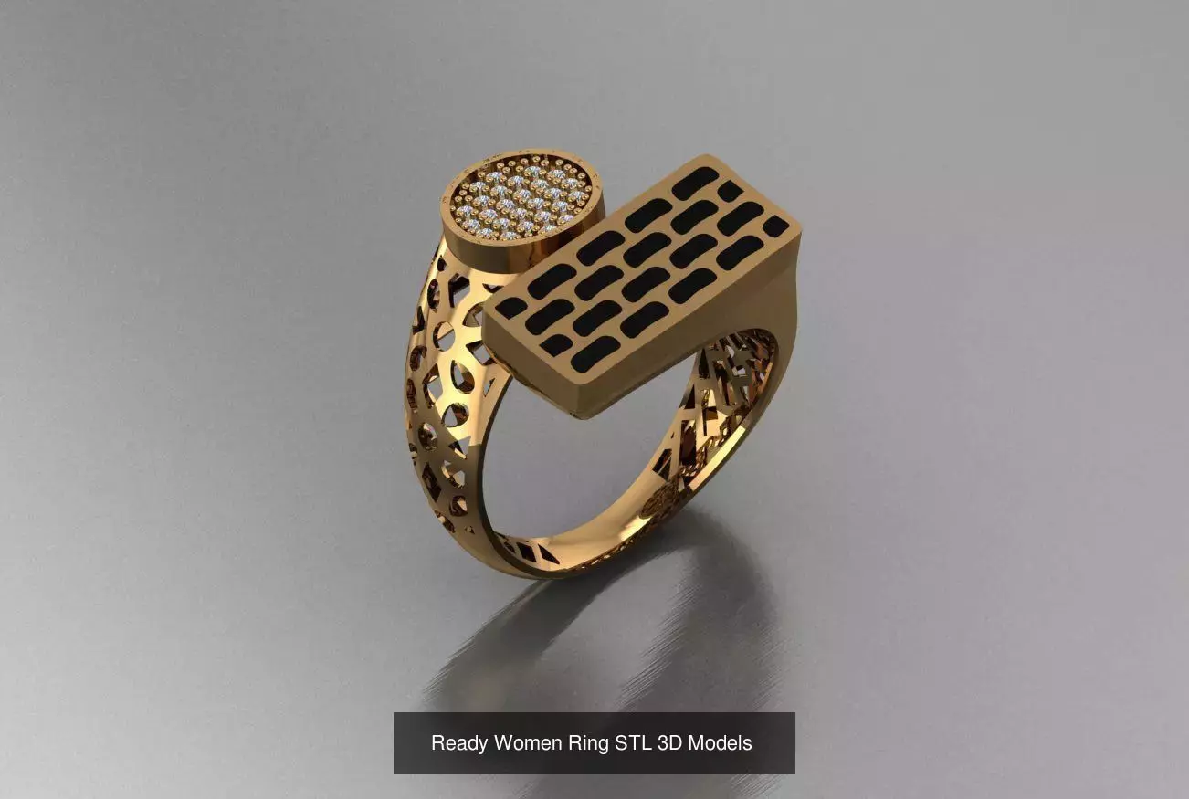 Women Gold Ring Models 100pcs 3D Model Collection_20