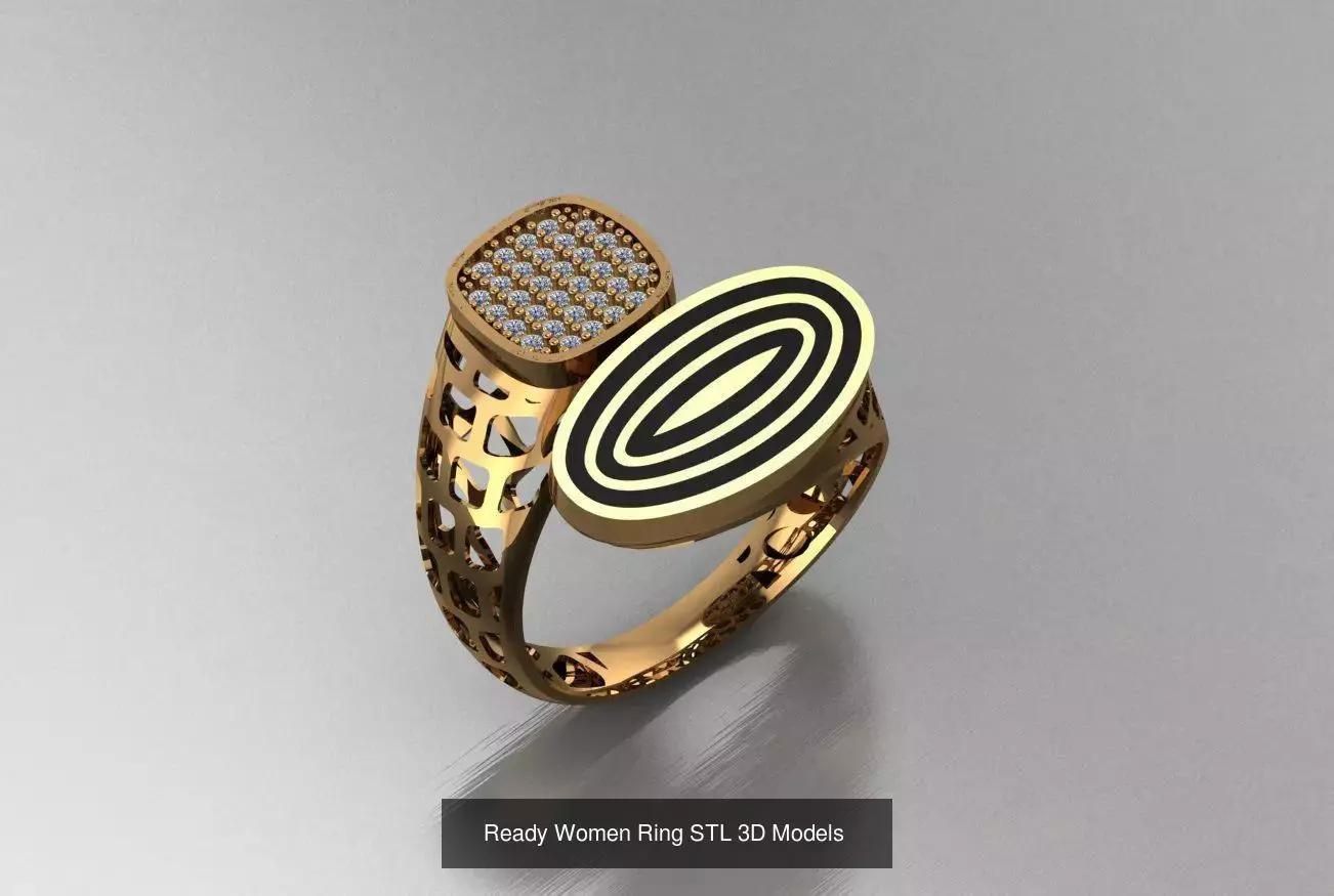 Women Gold Ring Models 100pcs 3D Model Collection_21