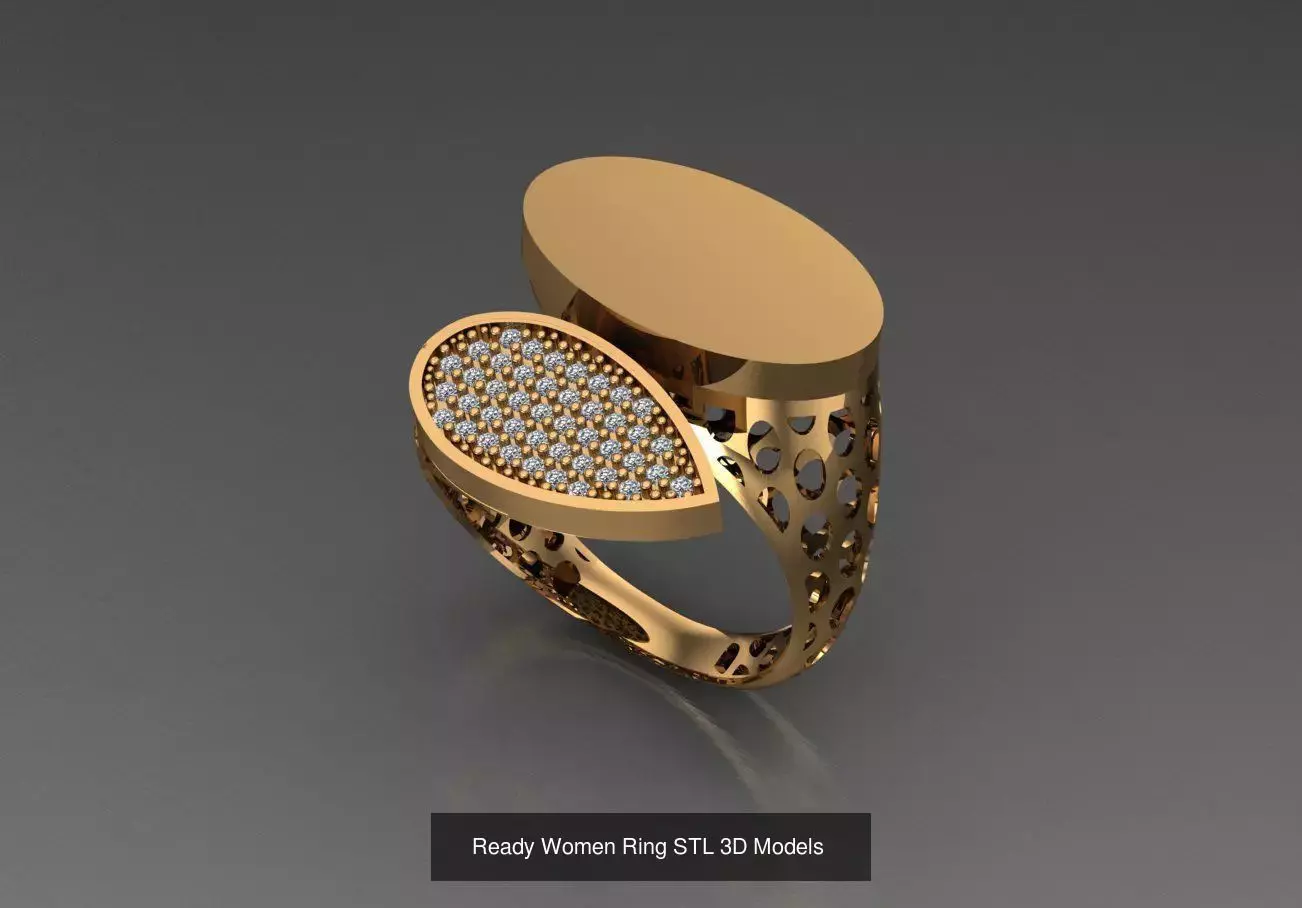 Women Gold Ring Models 100pcs 3D Model Collection_51