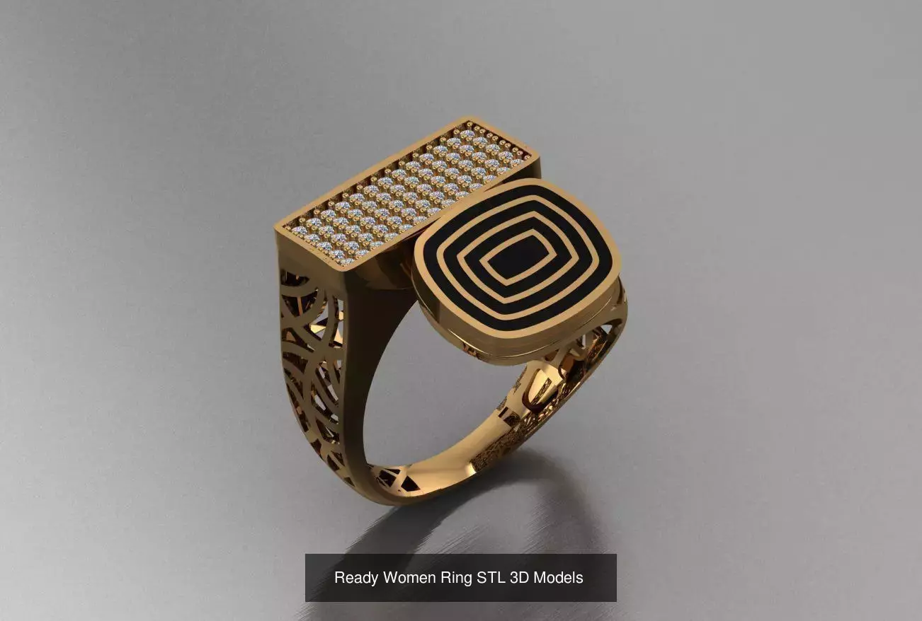 Women Gold Ring Models 100pcs 3D Model Collection_27