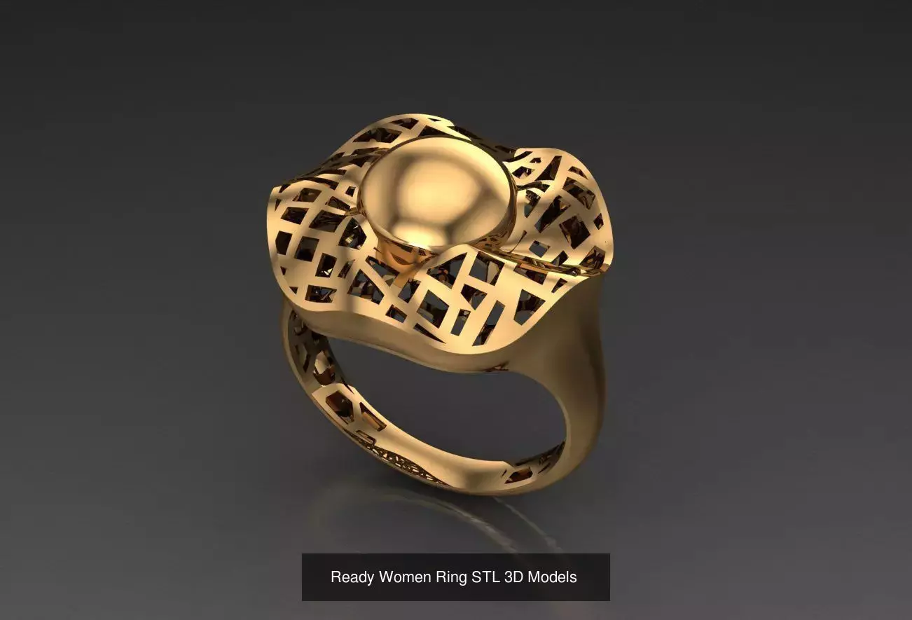 Women Gold Ring Models 100pcs 3D Model Collection_38