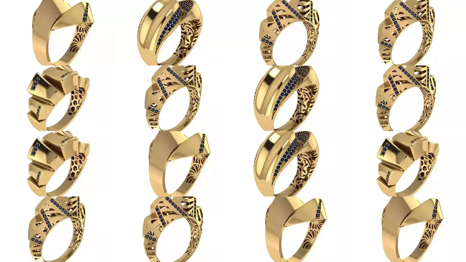 Women Gold Ring Models 100pcs 3D Model Collection_11