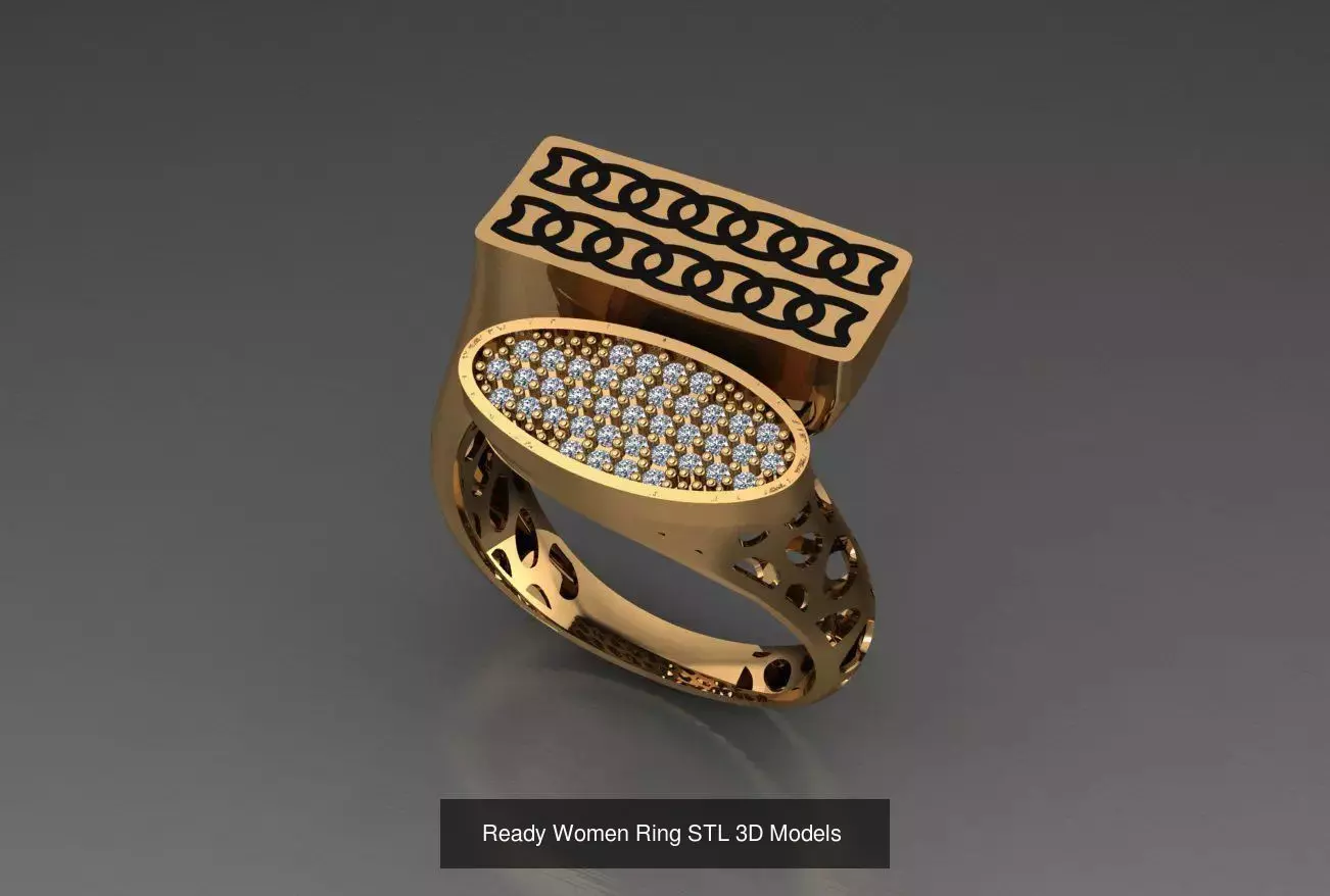 Women Gold Ring Models 100pcs 3D Model Collection_30