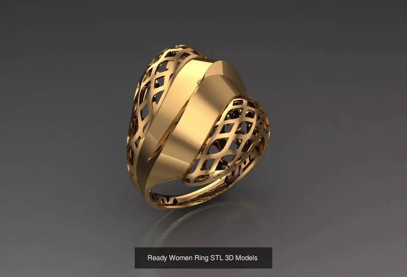 Women Gold Ring Models 100pcs 3D Model Collection_53