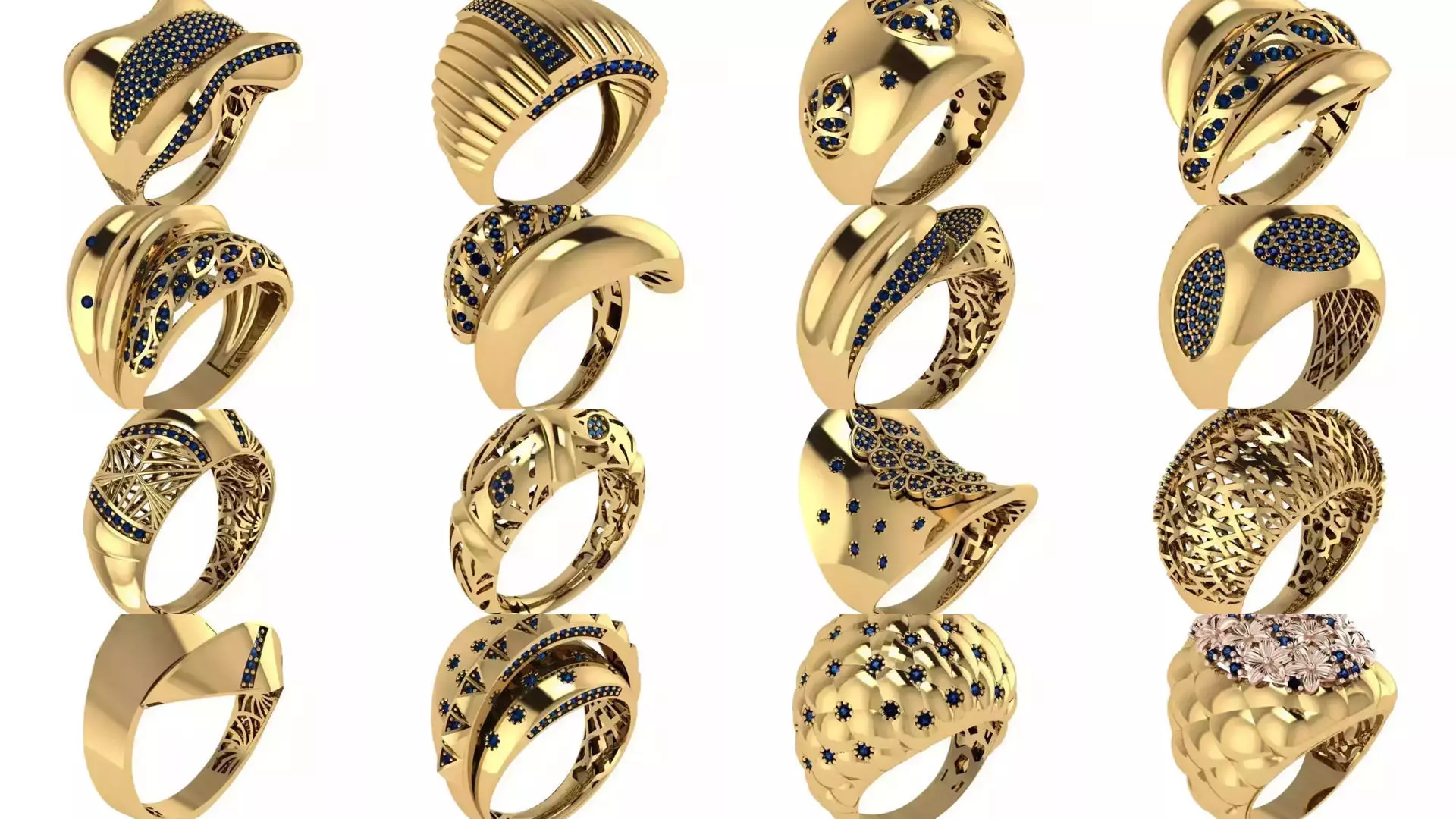 Women Gold Ring Models 100pcs 3D Model Collection_7