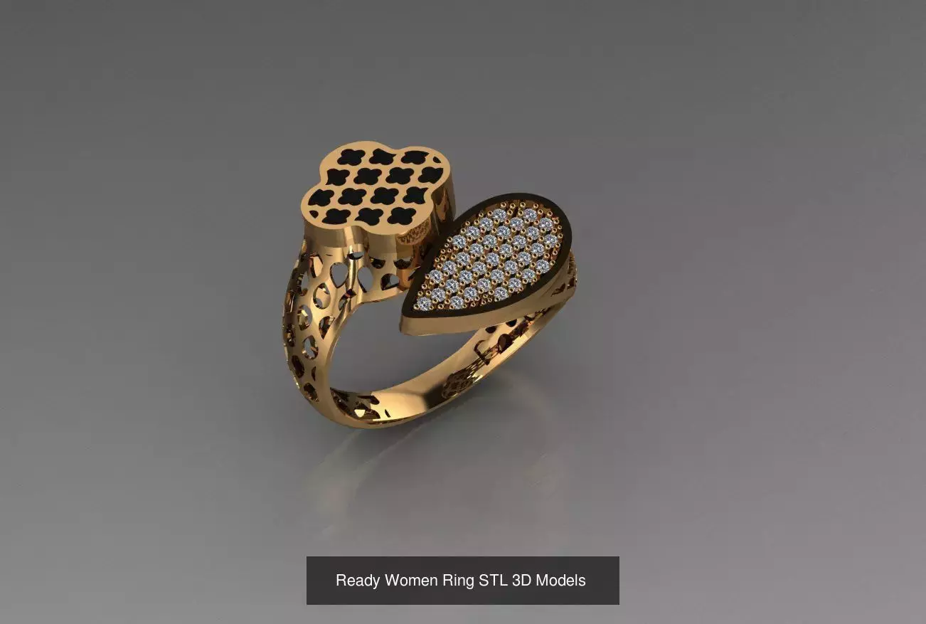 Women Gold Ring Models 100pcs 3D Model Collection_22