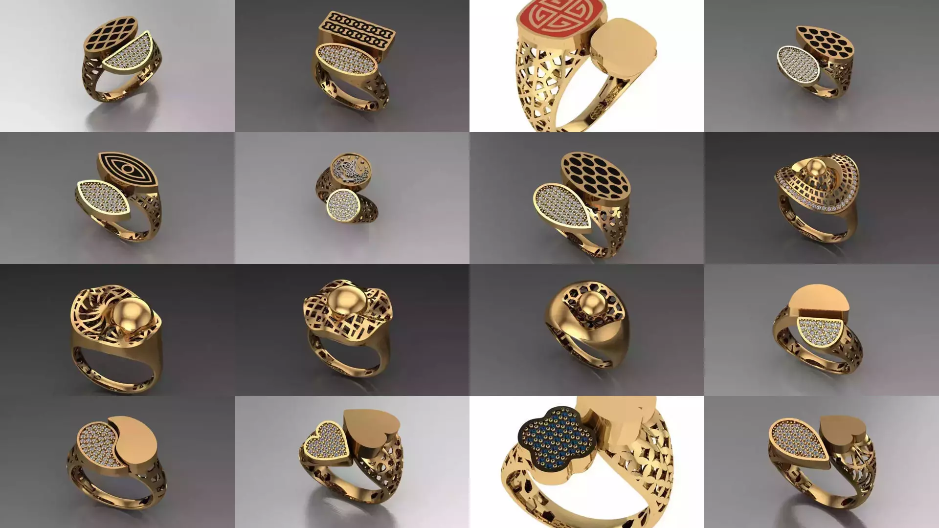 Women Gold Ring Models 100pcs 3D Model Collection_1