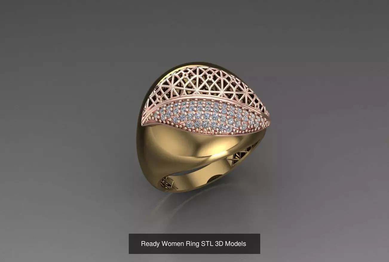 Women Gold Ring Models 100pcs 3D Model Collection_59