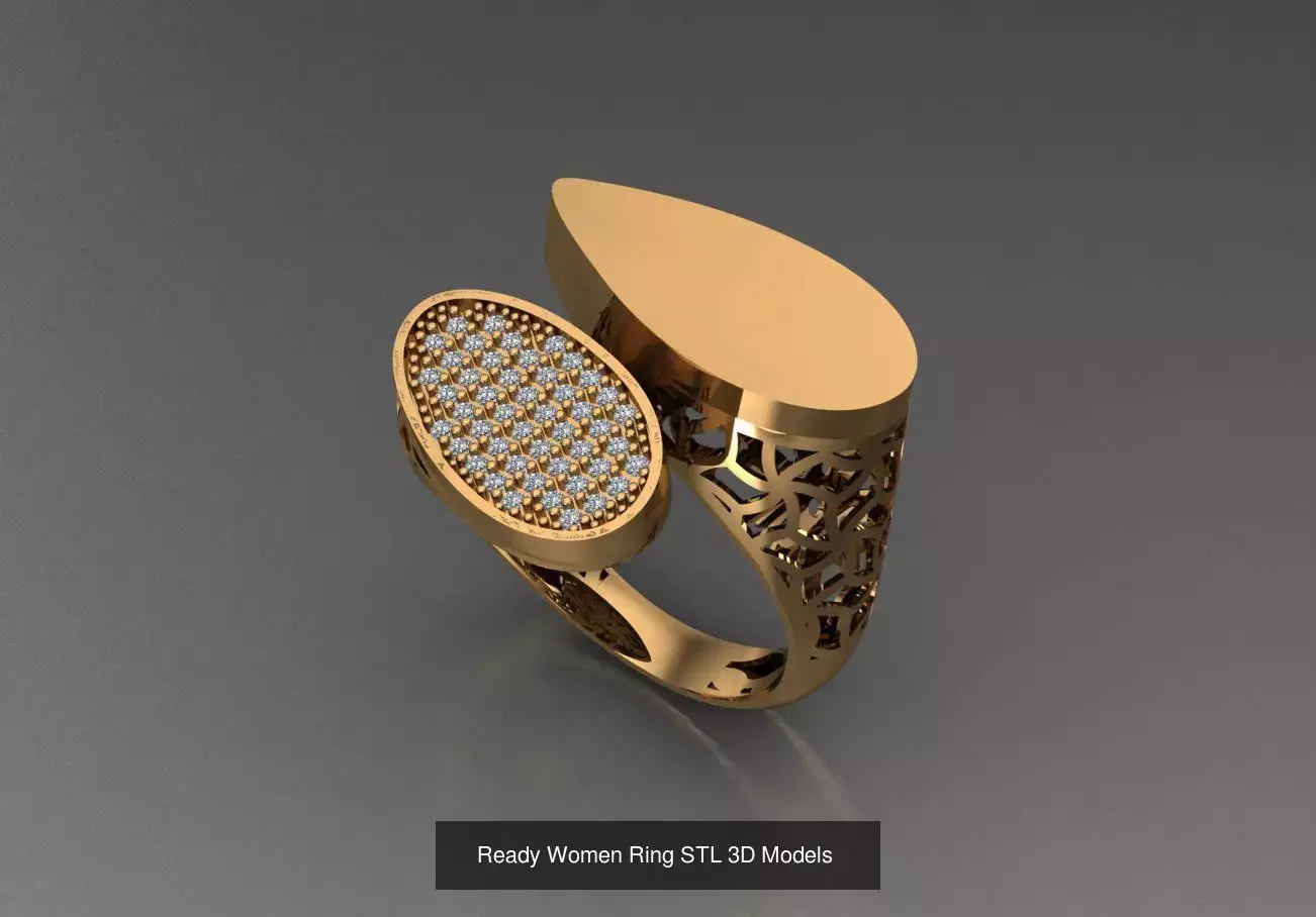 Women Gold Ring Models 100pcs 3D Model Collection_71