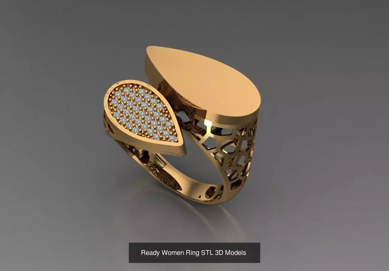 Women Gold Ring Models 100pcs 3D Model Collection_72