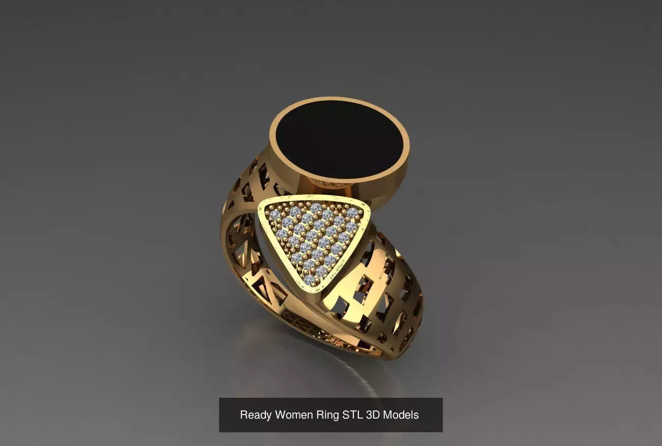 Women Gold Ring Models 100pcs 3D Model Collection_25