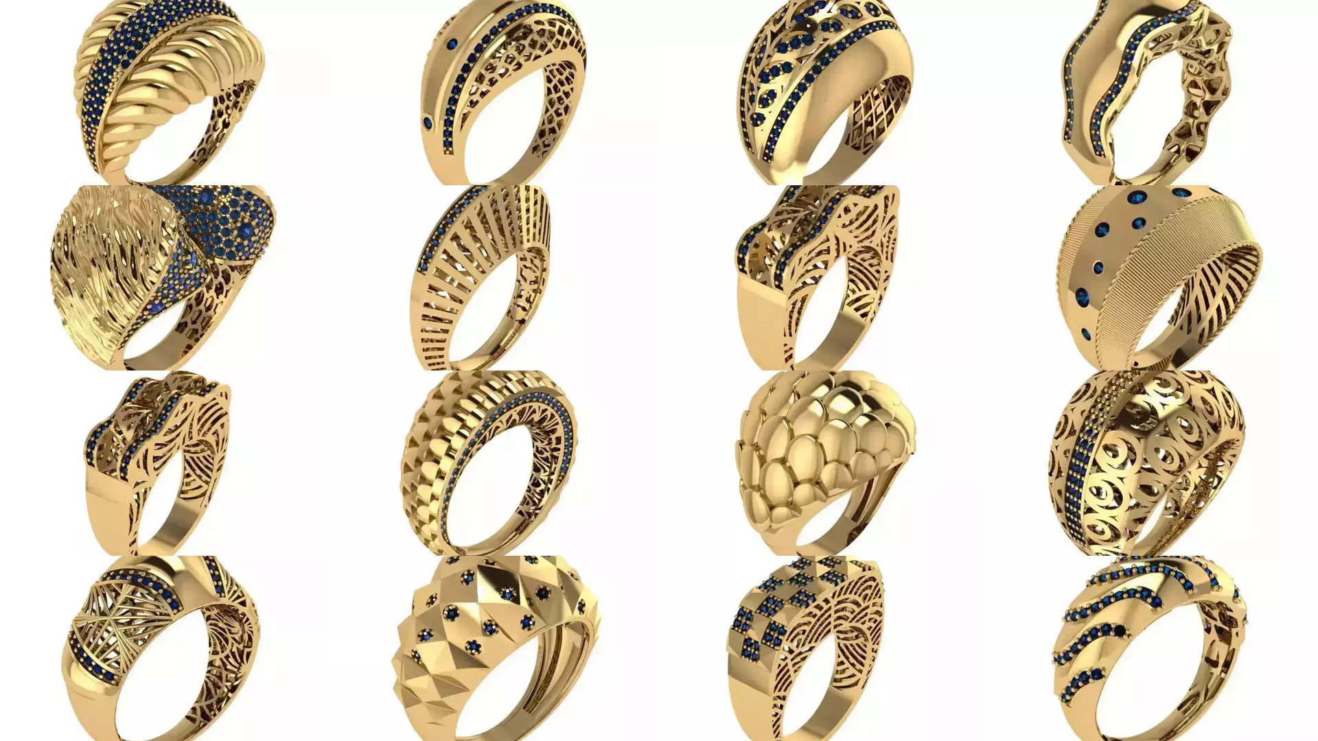 Women Gold Ring Models 100pcs 3D Model Collection_9