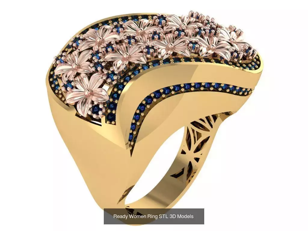 Women Gold Ring Models 100pcs 3D Model Collection_76