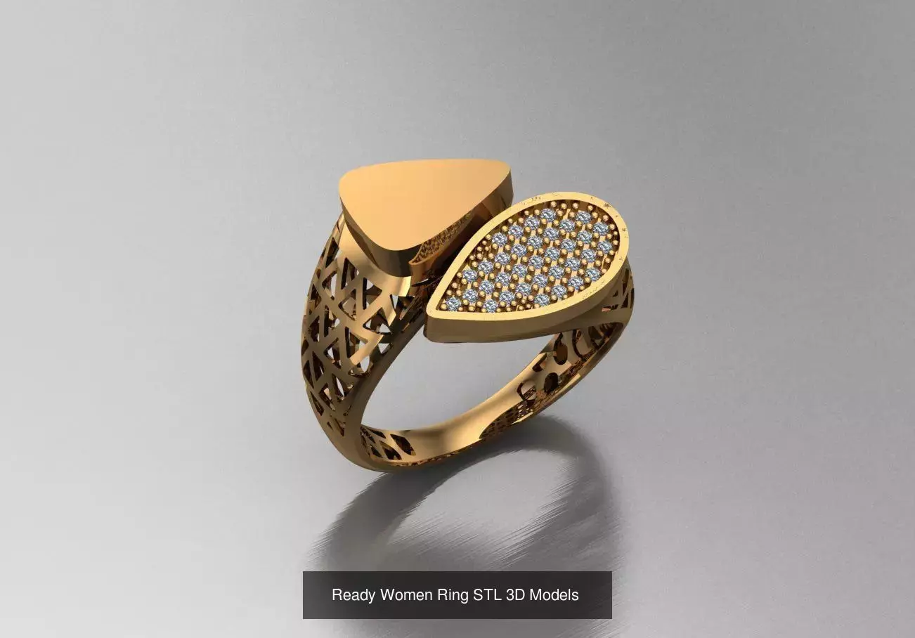 Women Gold Ring Models 100pcs 3D Model Collection_62