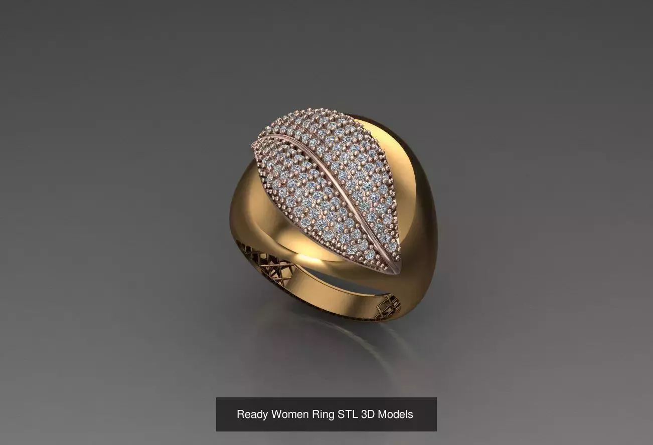 Women Gold Ring Models 100pcs 3D Model Collection_13