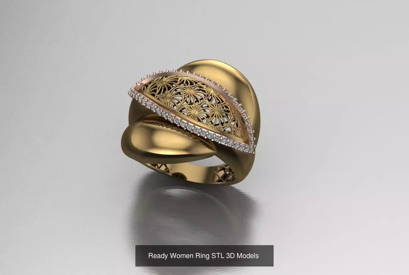 Women Gold Ring Models 100pcs 3D Model Collection_58