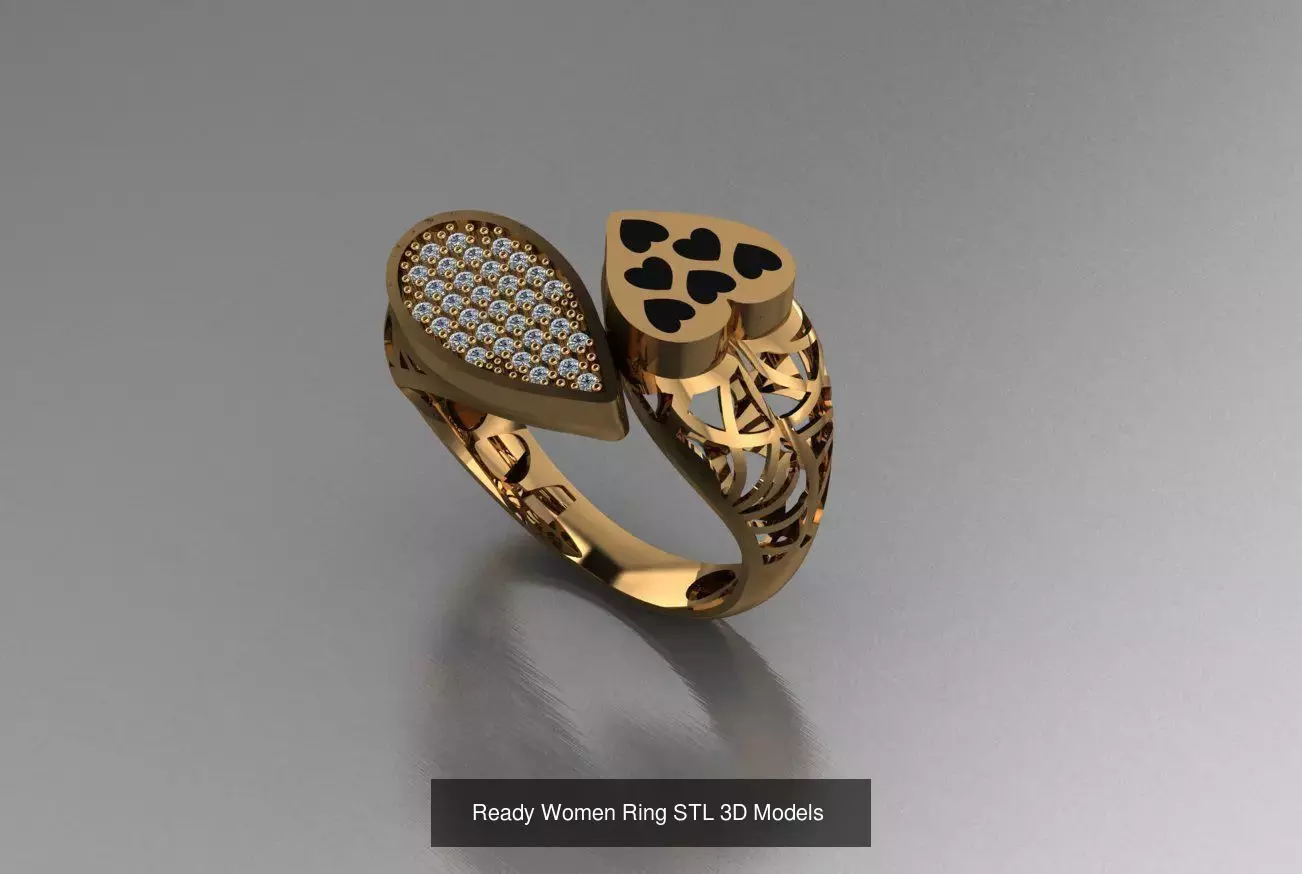 Women Gold Ring Models 100pcs 3D Model Collection_19