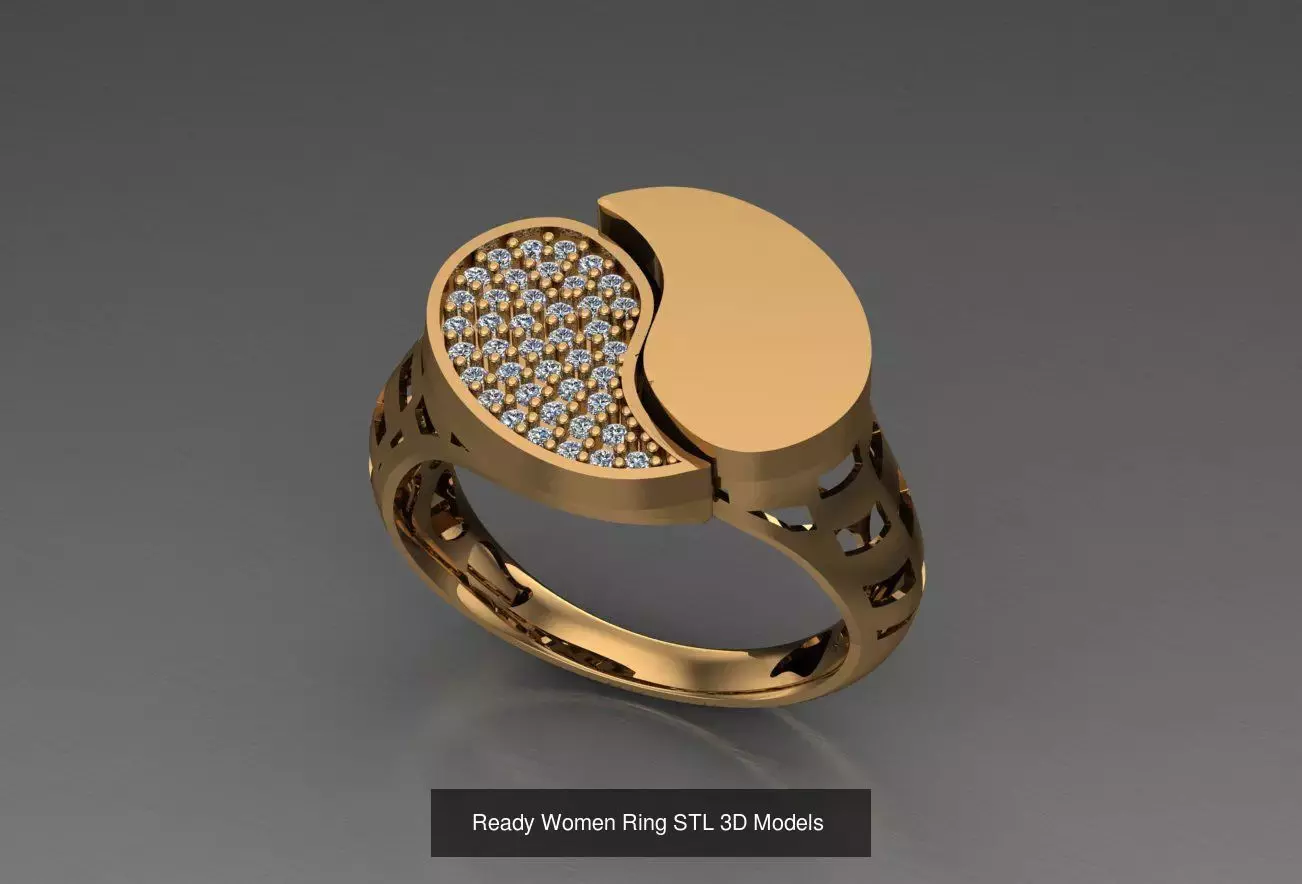 Women Gold Ring Models 100pcs 3D Model Collection_41
