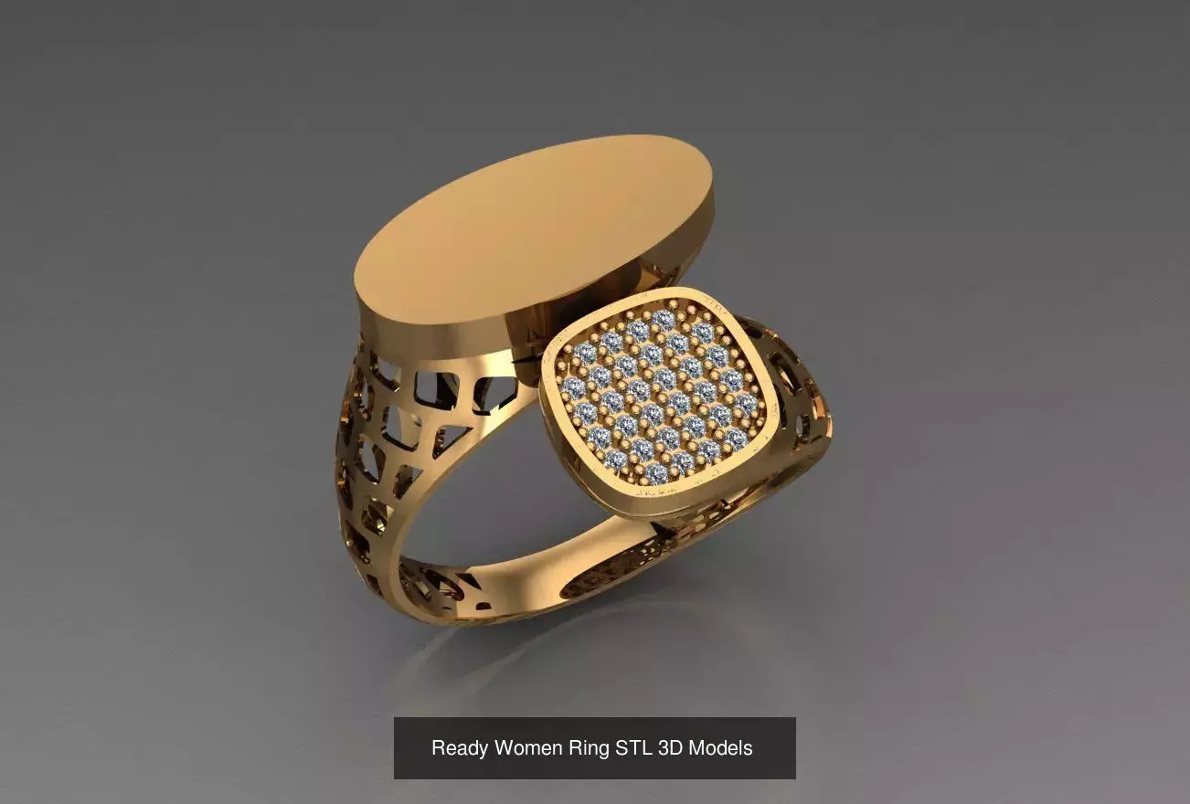 Women Gold Ring Models 100pcs 3D Model Collection_46